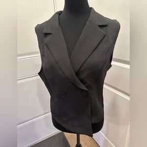SHEIN Black Double-Breasted Sleeveless Blazer